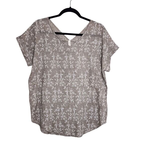 mts Top Tan Embroidered 100% Cotton Lightweight Oversized Western Boho Cowgirl S - Picture 1 of 5